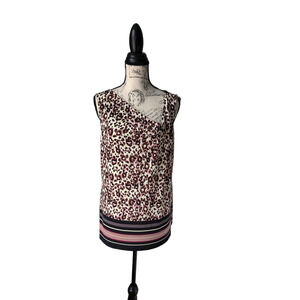 Donna Karan New York Animal Print Sleeveless Blouse Jersey Top Size XL
